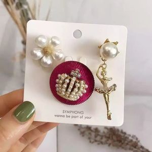 Vintage Star Bee Lace Pearl Handmade Series Brooch